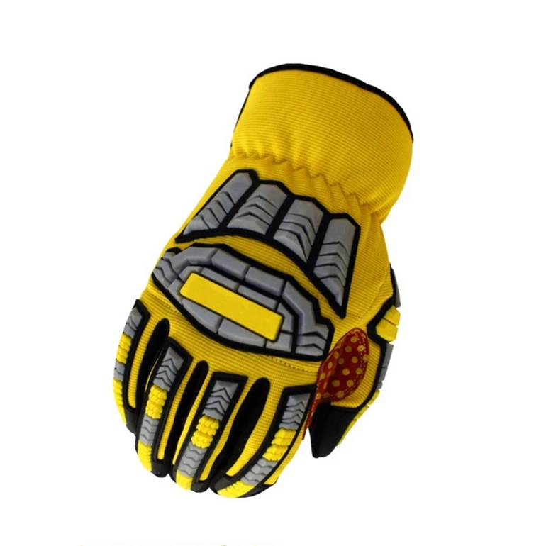 Yellow Silicone Palm TPR Mechanical Rope Rescue Safety Gloves