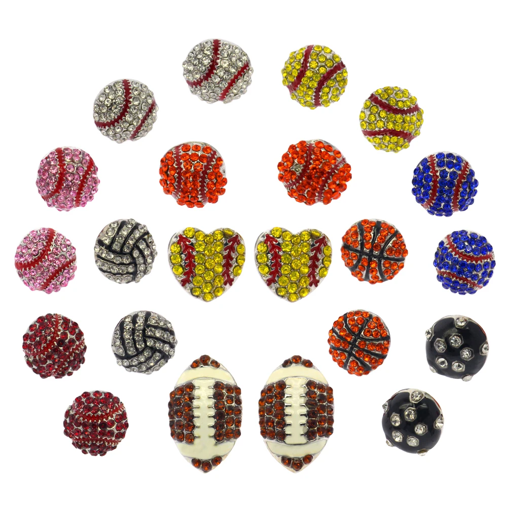 Wholesale crystal round baseball earrings, fashionable and trendy, popular sports, European and American styles, cool women