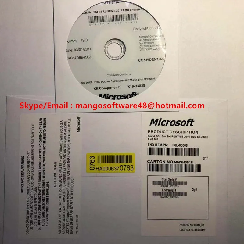 
Original OEM Microsoft SQL Server 2014 Standard English OPK 64bit DVD Online Activation 