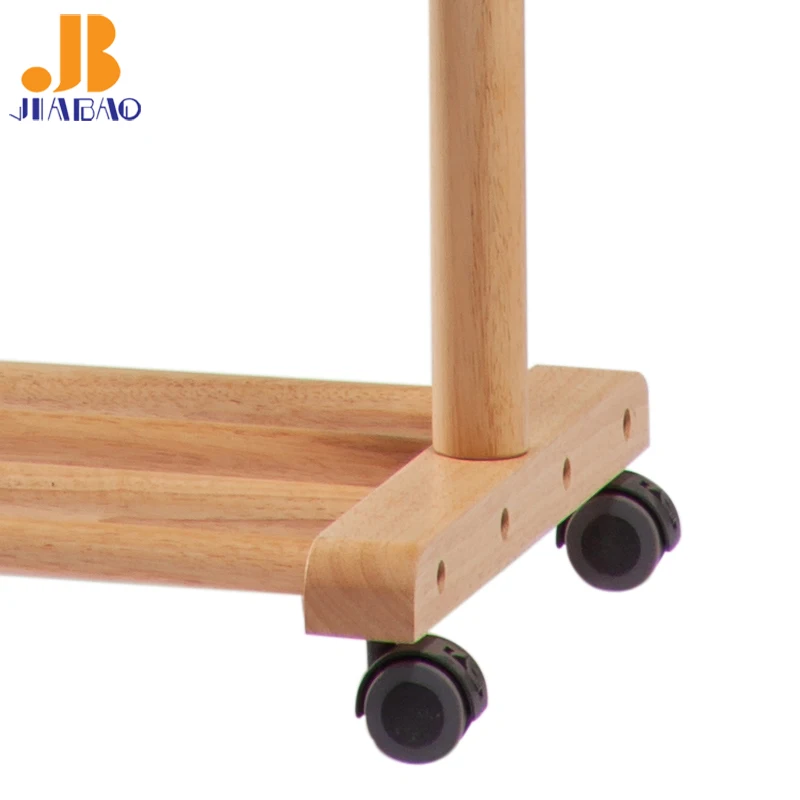 Customized Wood Coat Rack Portable Hats Stand Space Saving Clothes Hanger with wheel