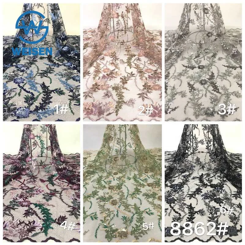 Embroidery Flower Net Embroidered Dance Wear Wholesale 2019 Sequin Lace Fabric