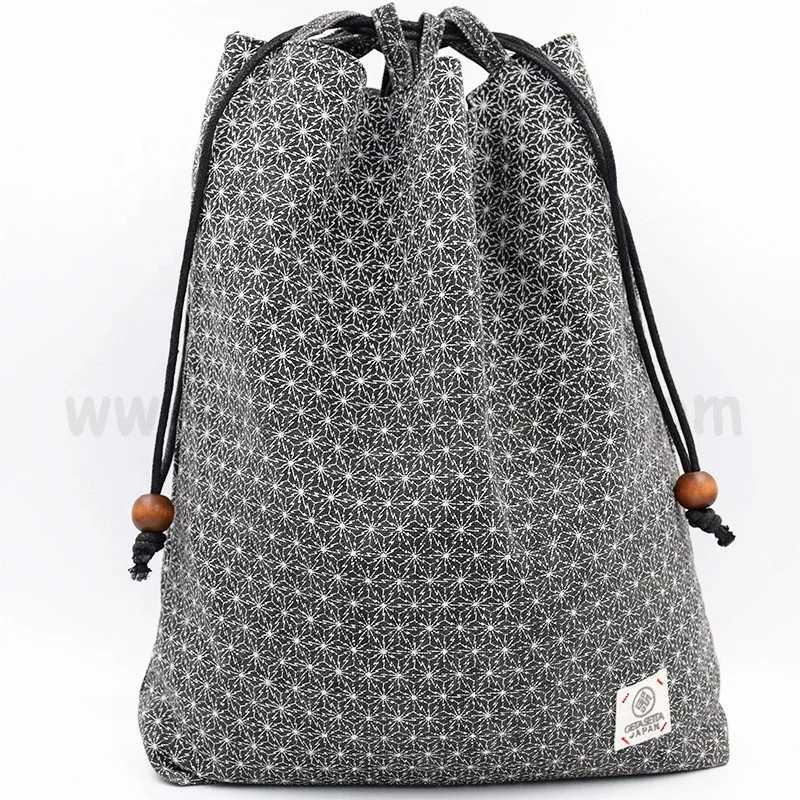 Personalized Colorful canvas cotton drawstring clothes bag with double string