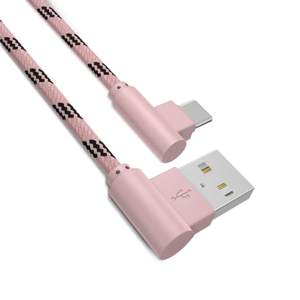 Хорошая репутация 90 градусов под прямым углом Ткань Плетеный Android Тип C Micro Usb кабель
