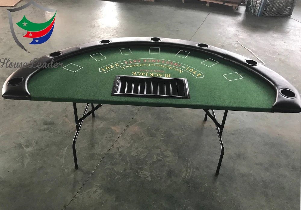 
Premium 72 inch Reinforced Metal Legs Plastic Cup Holders BlackJack Poker Table 