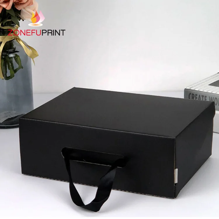 
Wholesale Black Shoe Box For Adults And Children Bandbox Packaging With Handle Corrugated Board Box 