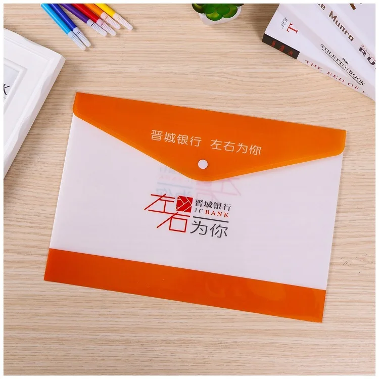 
Clear Document folder with Snaps Buttons Transparent Document Bag Envelope File Folder with Custom designs 