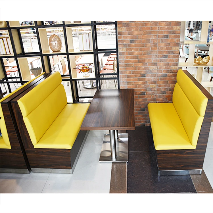 high back button tufted sofa booth PU leather restaurant banquet booth (FOH-CK49)