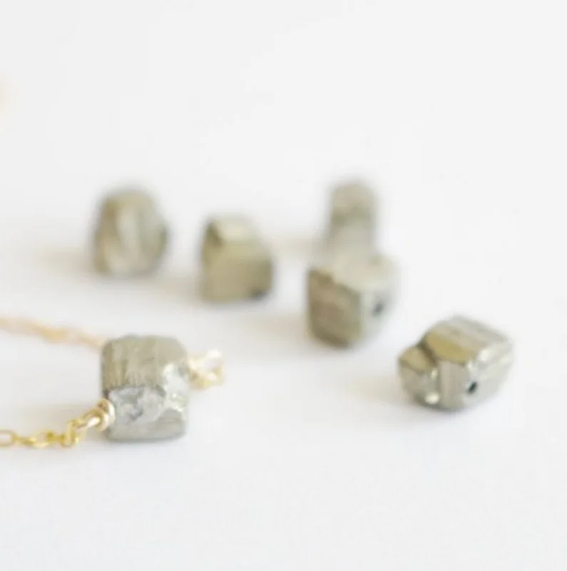 Pyrite with Raw Crystal Choker Dainty Gemstone Pyrite Necklace