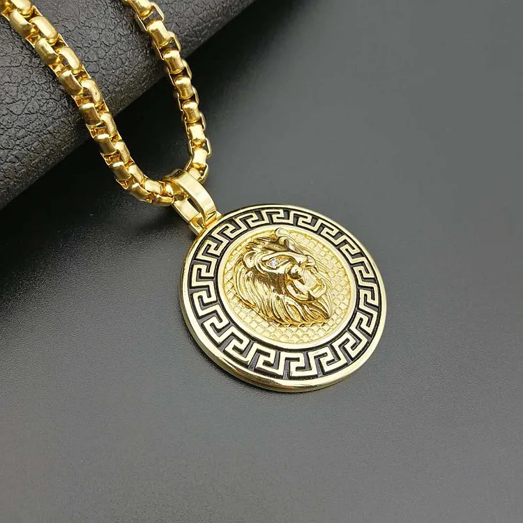High Quality 18k Gold Lion Head Men Jewelry Necklace