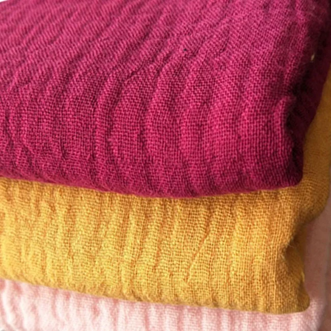 hot sale cotton crinkle crepe fabric textile for baby garment