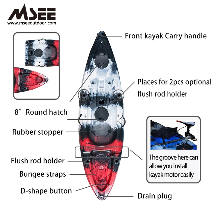 3 Seat C1 Canoe Boat For Sale Fish Canoe Kayak Pedal Fishing kayak rudder system rod holder