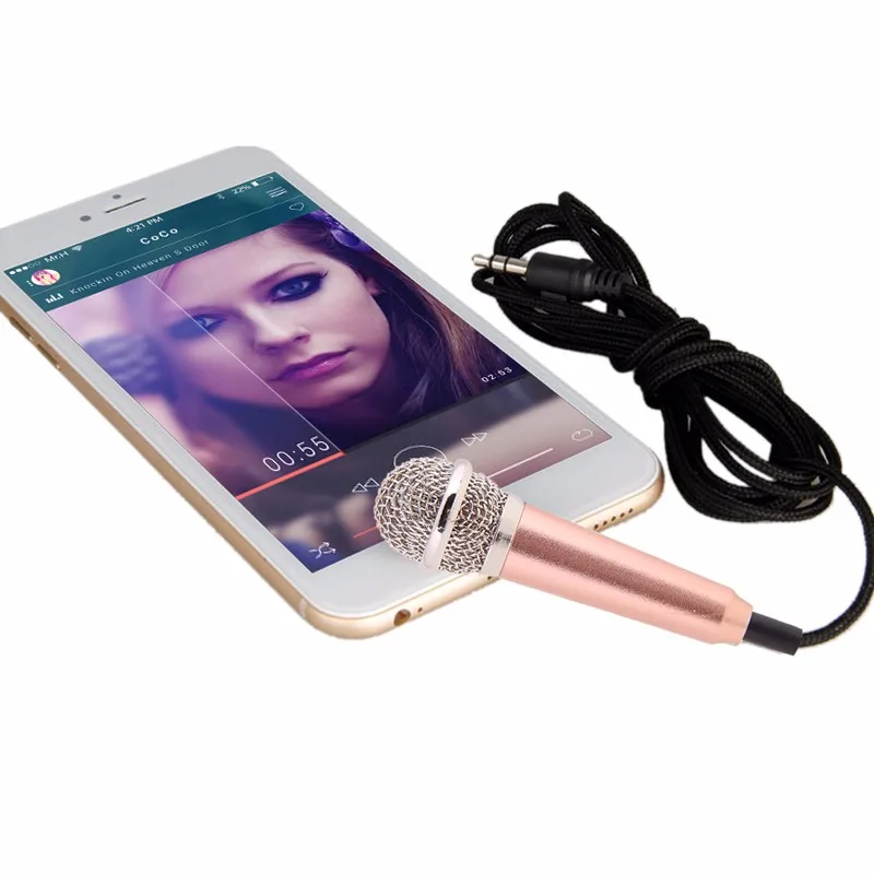 Gold mini 3.5mm Pocket Size Multimedia Clip Mic Microphone with mic stand for PC Laptop Desktop Studio Speech skype