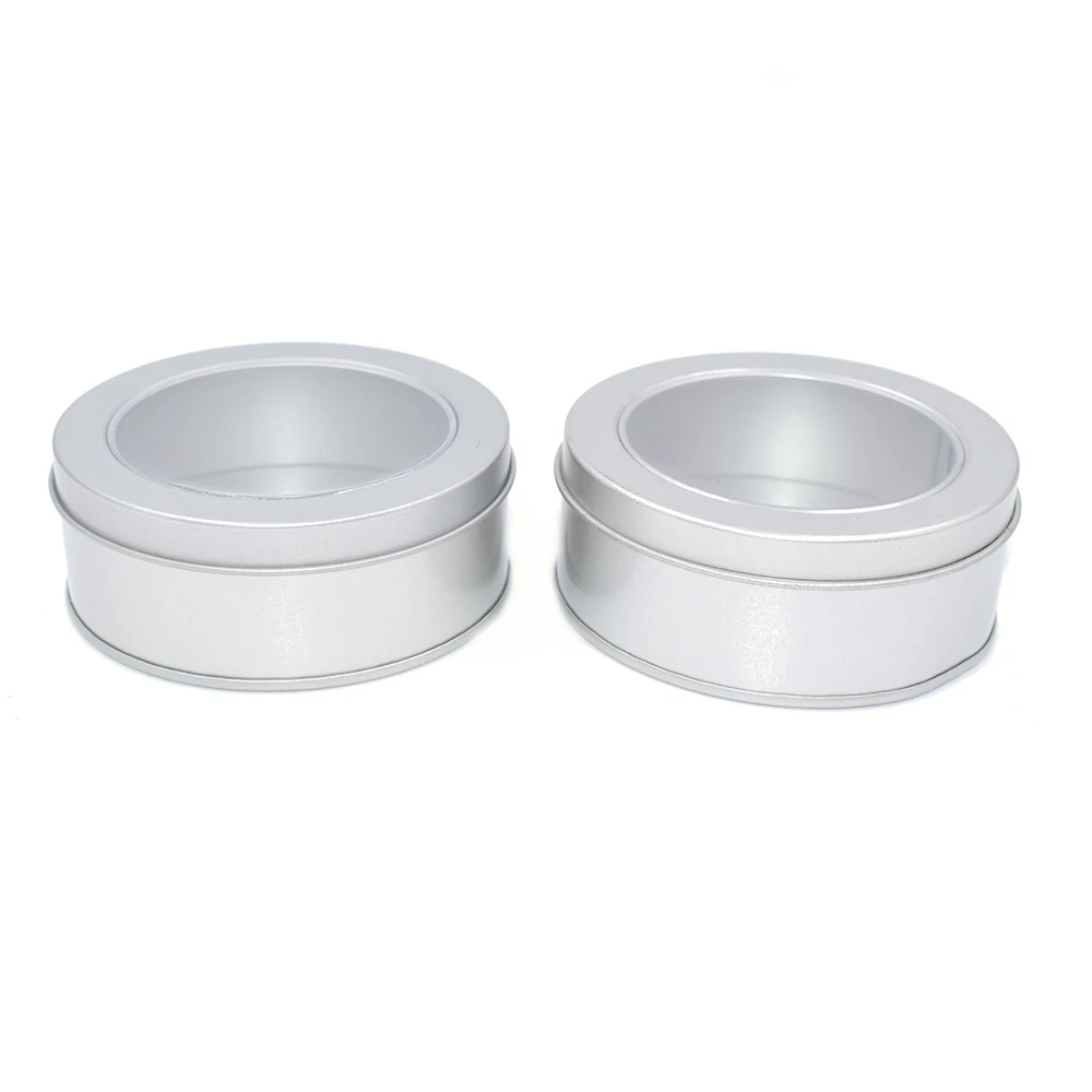 Round Saffron Package Tin Box With Pvc Lid