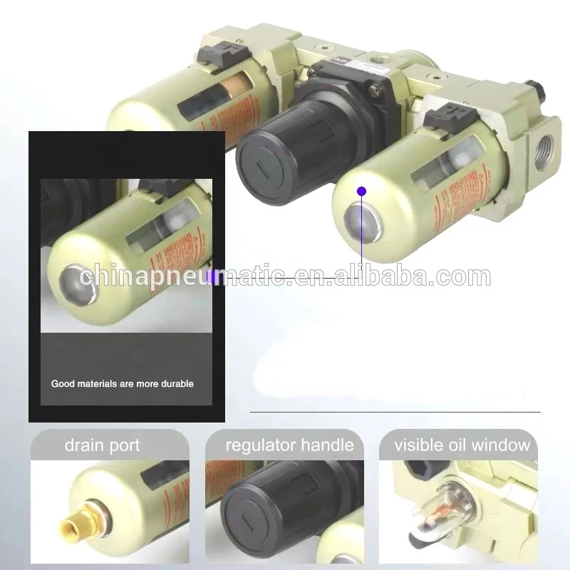 Three units Combination Group Air Source Treatment FRL With pressure Gauge Embedded