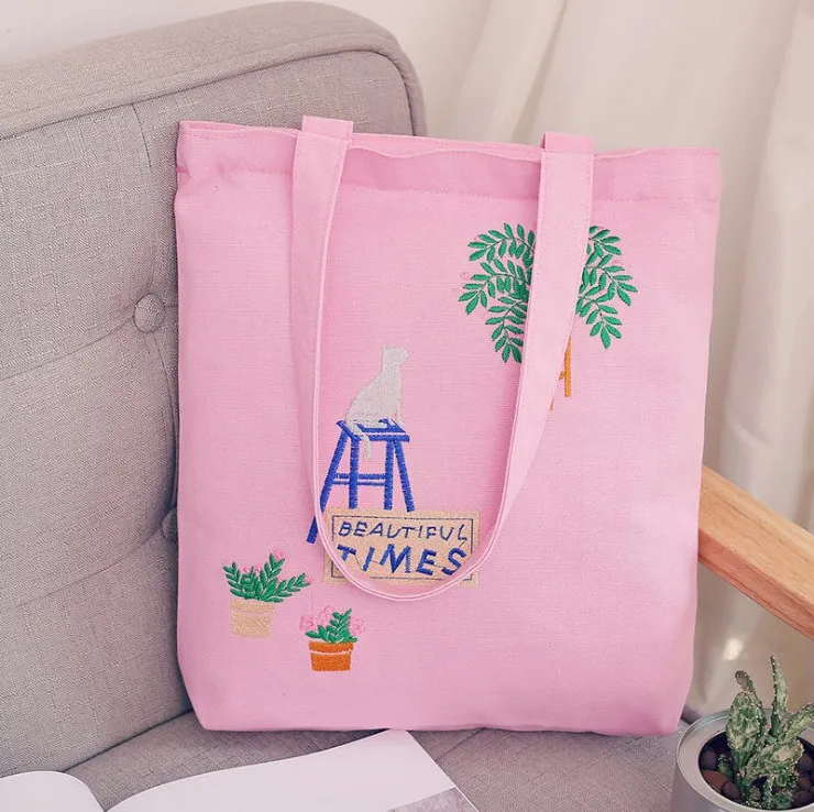 Direct manufacturer eco cotton canvas shopping tote bag embroidery tote bag