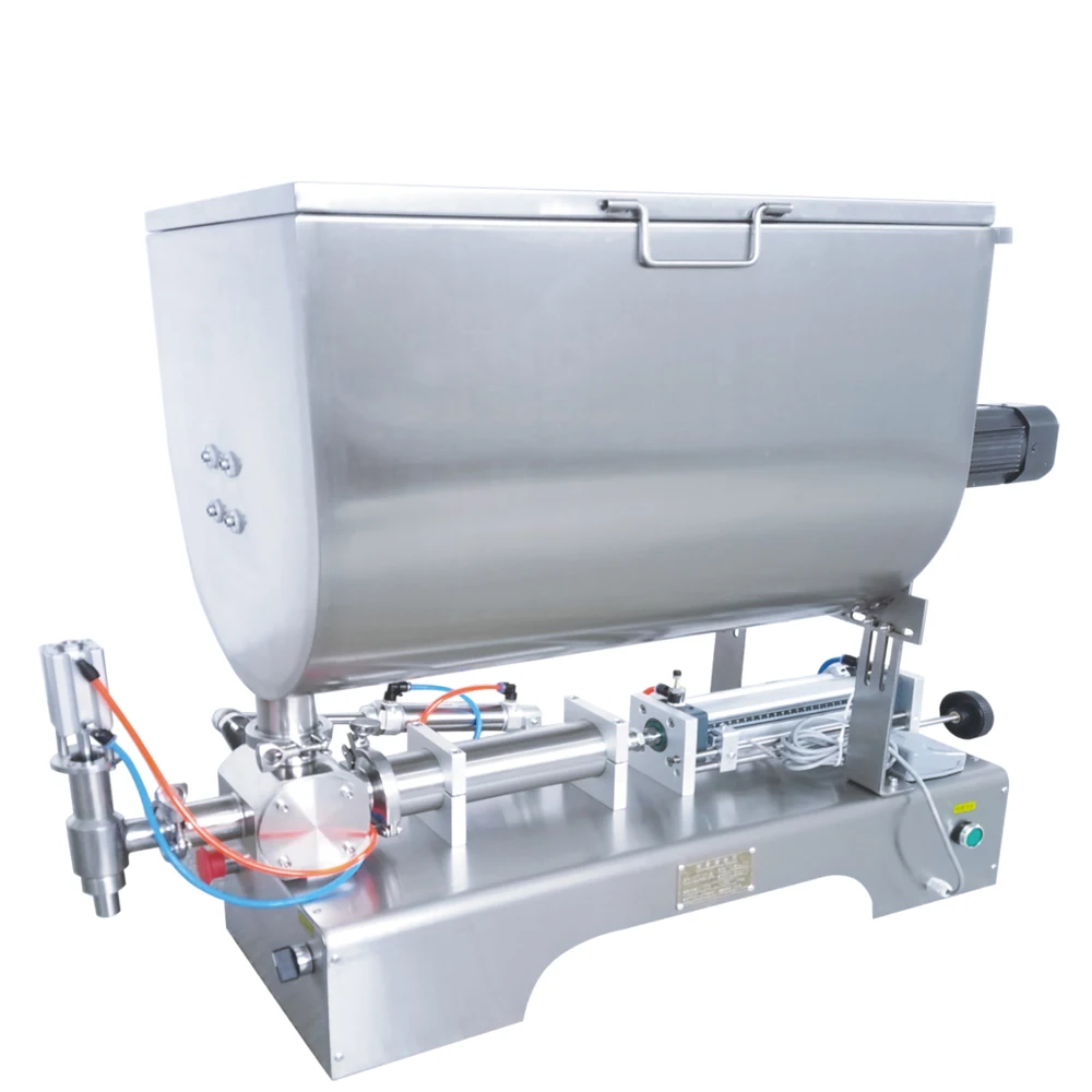 YTK-500U Pneumatic Tomato Chilli Sauce Filling Machine, Glass Jar/Can Volumetric Filler with horizontal mixing