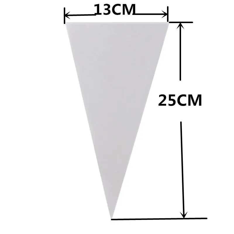 Sweets Cone Bags Cellophane Clear Cone Plastic Bags with Assorted Twist Ties for Party and Sweets