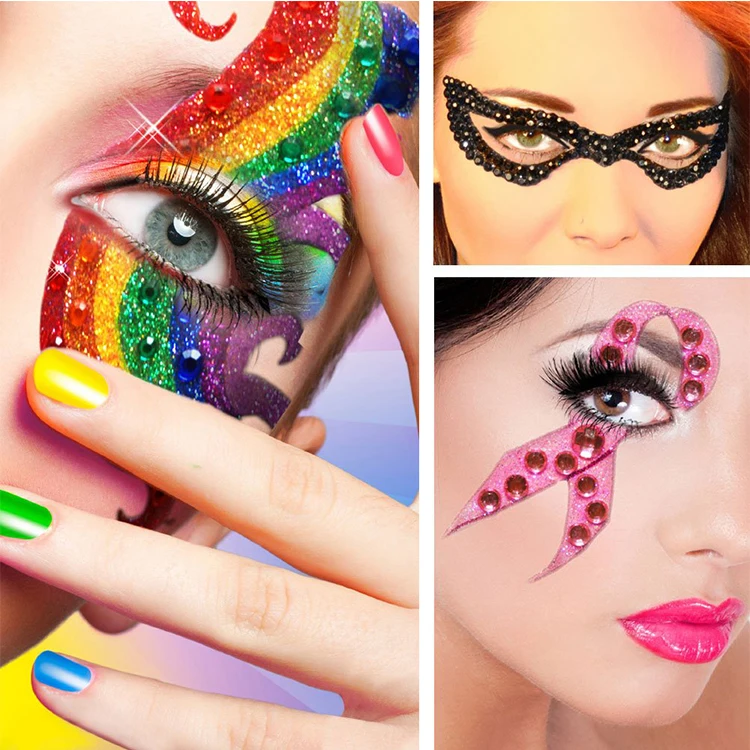 Wholesale colorful self-adhesive rhinestone diamond crystal sticker sheet for face decoration