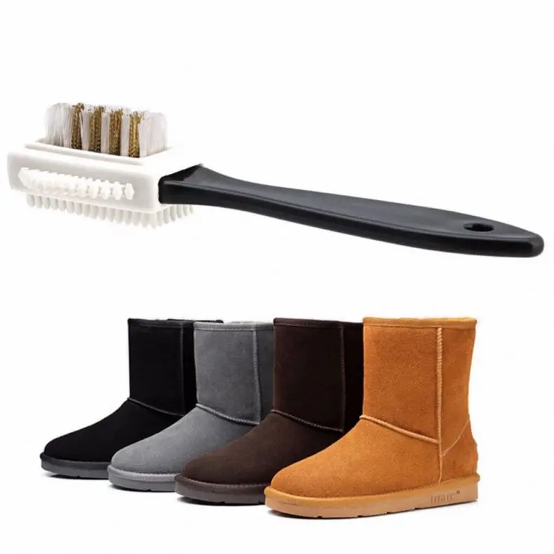 Black S Shape Boot Shoes Cleaner 3 Side Shoe Cleaning Brush Suede Nubuck High Quality