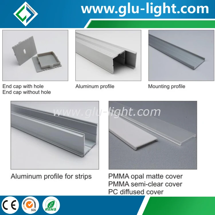 Поверхностного монтажа светодиодный алюминиевый профиль алюминиевого профиля для Светодиодные полосы