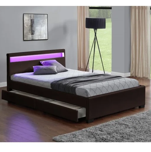 Кожаные кровати с 4 ящиками для хранения двуспальные или