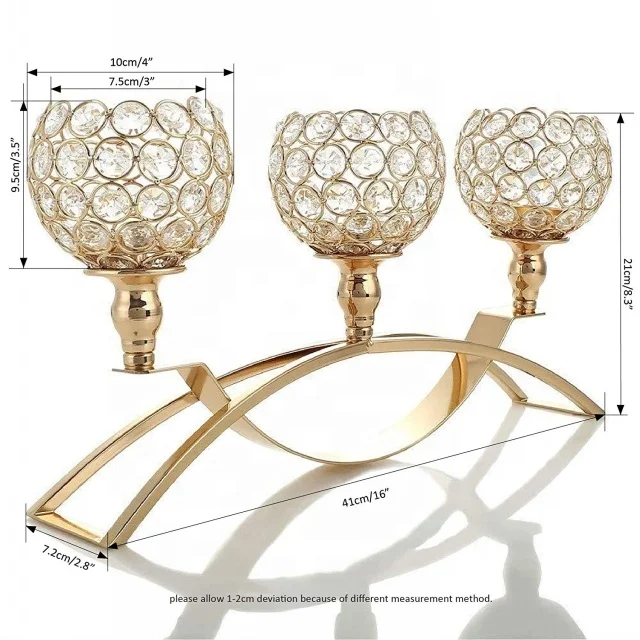 Metal 3 Arms Crystal Candelabras Candle Tealight Holders Wedding Table Centerpieces Stands Home Christmas Decoration