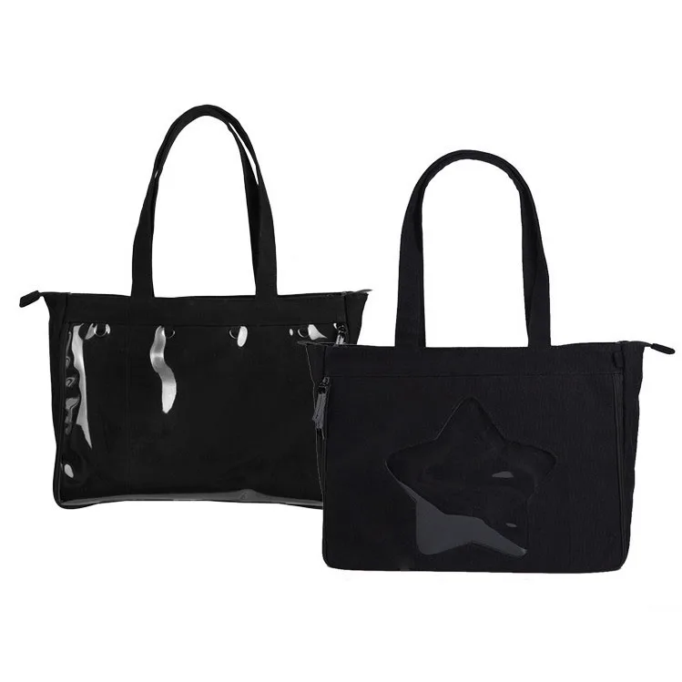 
Custom Transparent Heart Window Tote Bags Ladies Shoulder Bag Fashion Canvas custom ita bag 