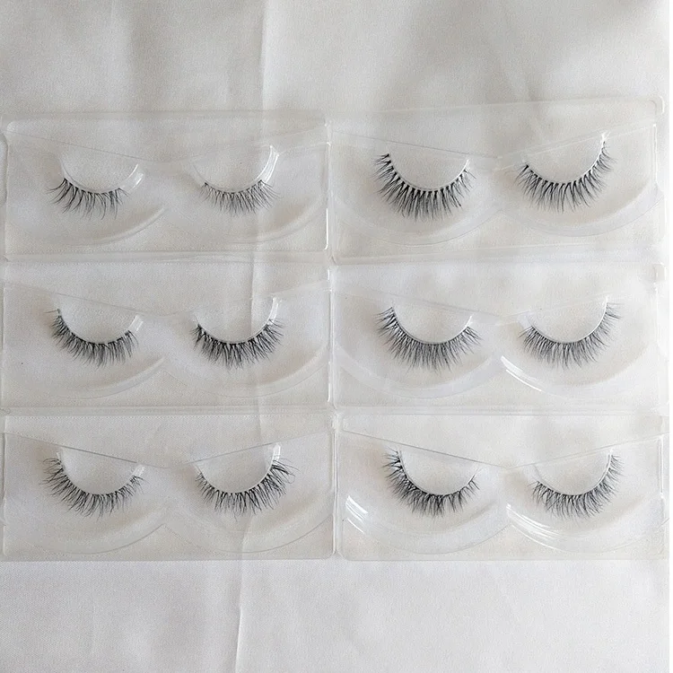 
3D Bottom Mink Fur Eyelashes Clear Band Short Mink Lashes Short Length Natural False Eyelash 