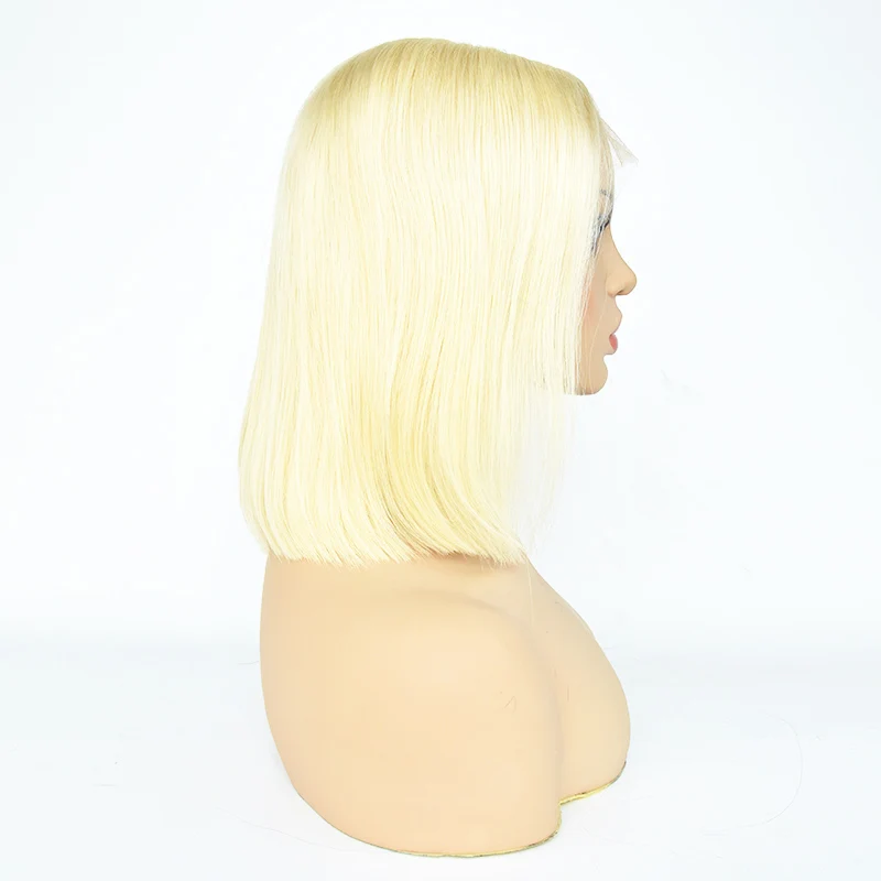 Luxury 613 straight full lace wig blonde bob wig 150% density 14inch indian human hair colored  wigs