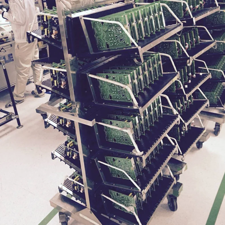 High Quality Stainless Steel Antistatic Turnove hanging basket ESD SMT PCB Reel Storage Trolley Cart with hanging racks