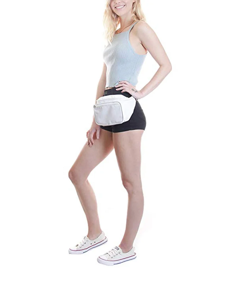 Private Label Fashion Waterproof Zipper Sport Fanny Pack White Waist Bag