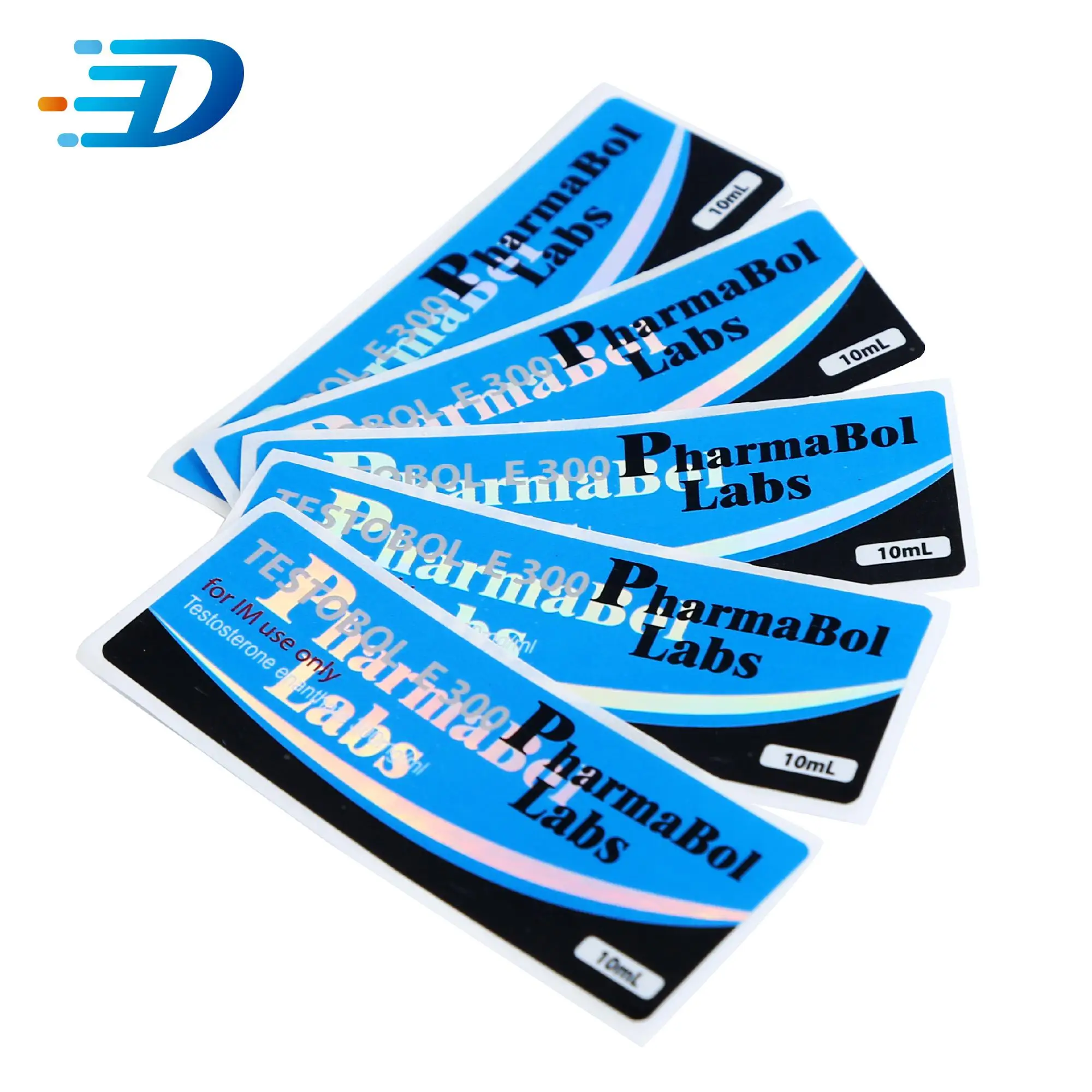 custom 2ML 5ML 10Ml 30ML Hologram  glass Vial and vial sticker  Label and box packaging