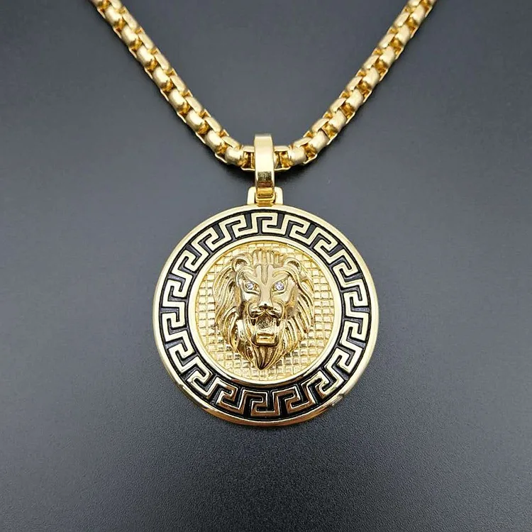 High Quality 18k Gold Lion Head Men Jewelry Necklace