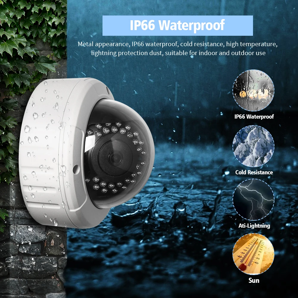 2MP HD купольная POE системы безопасности IP купольная камера 30 М Инфракрасный cameraWith IP66 всепогодный металлический корпус