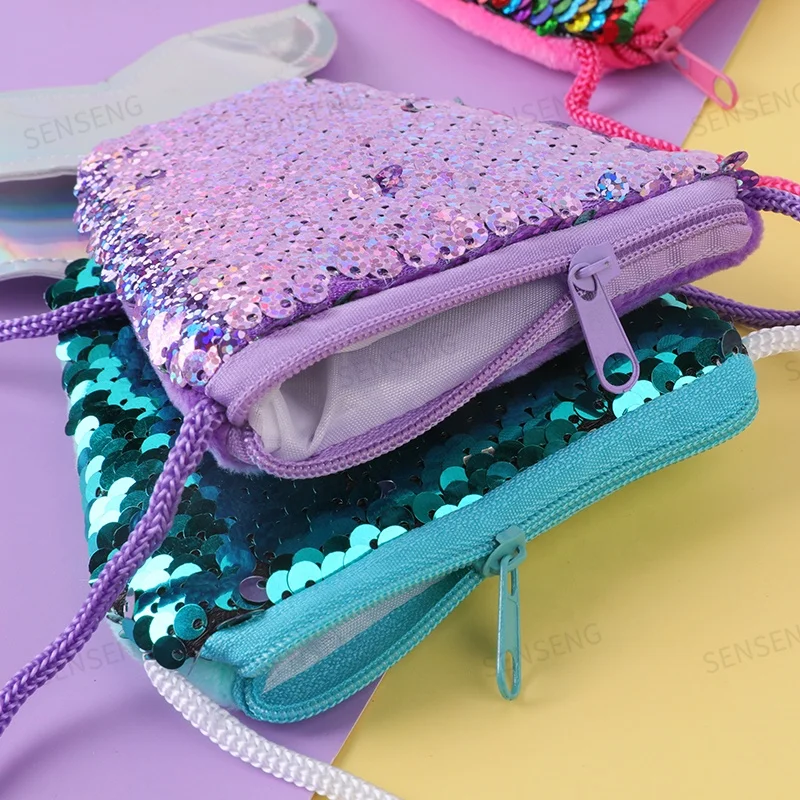 
Mermaid Sequin pocket Novelty zipper wallet glitter mini coin bag purse for kids 
