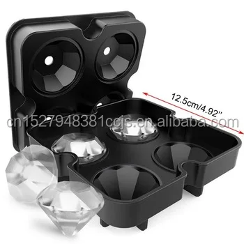 3D Ice Cube Maker Diamond-Shaped Fun Ice Cube Molds BPA Silicone Flexible Ice Maker for Chilling Whiskey Cocktails