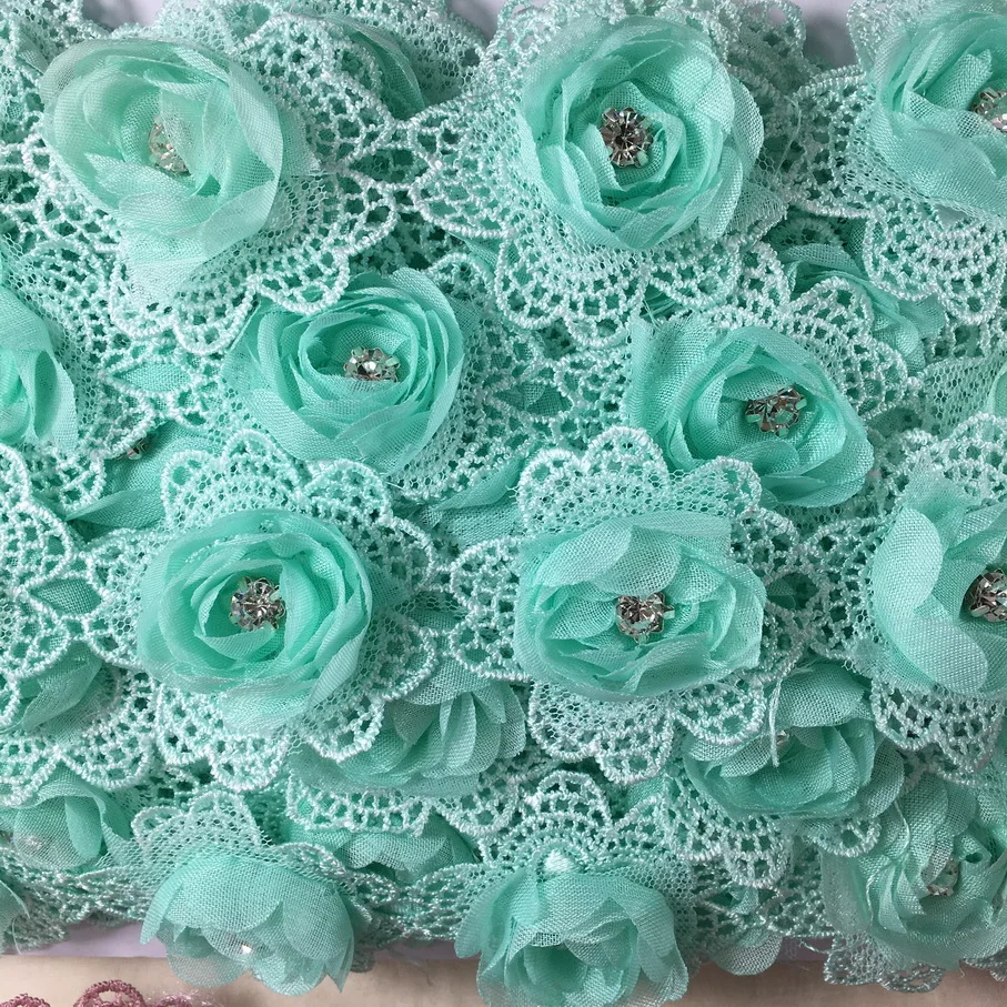 Wholesale  Chiffon Cluster Flowers 15 yards select color Fringe Lace Trim