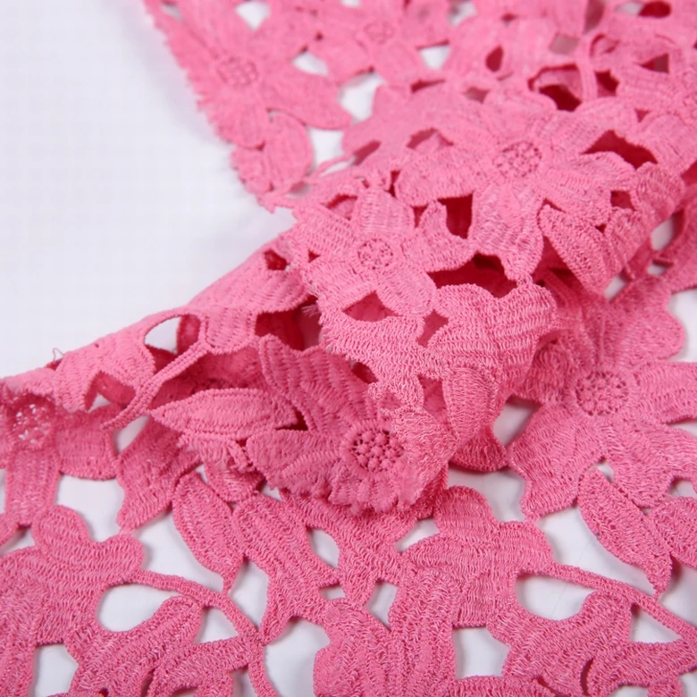 New Fashion Latest African Lace Fabric Design Chemical Cheap Hong Kong Water Soluble Embroidery Yarn Decorated Embroidered