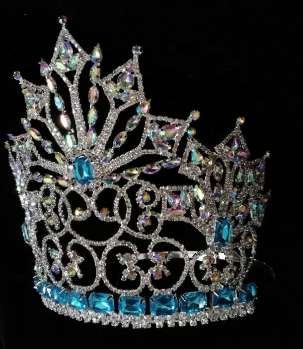 2023 Round Rhinestone Princess Tiara Queen Crown Large Custom Miss World Pageant Crown