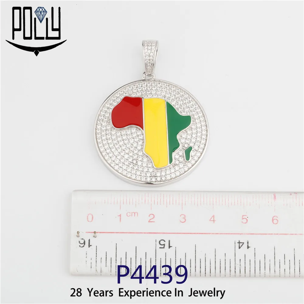 
Wholesale men 925 silver iced out cz hip hop charm Africa map pendant on stock 