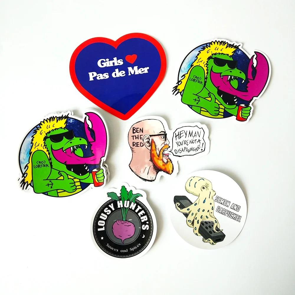 100pcs Moq Die Cut Stickers Waterproof UV Resistance Company Logo Printed Custom Vinyl Stickers