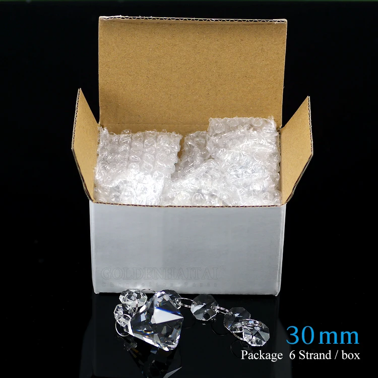 Goldenhaitai 14mm crystal Glass octagon beads strands, Hanging Crystal Beads Chain Garland with diamond pendants