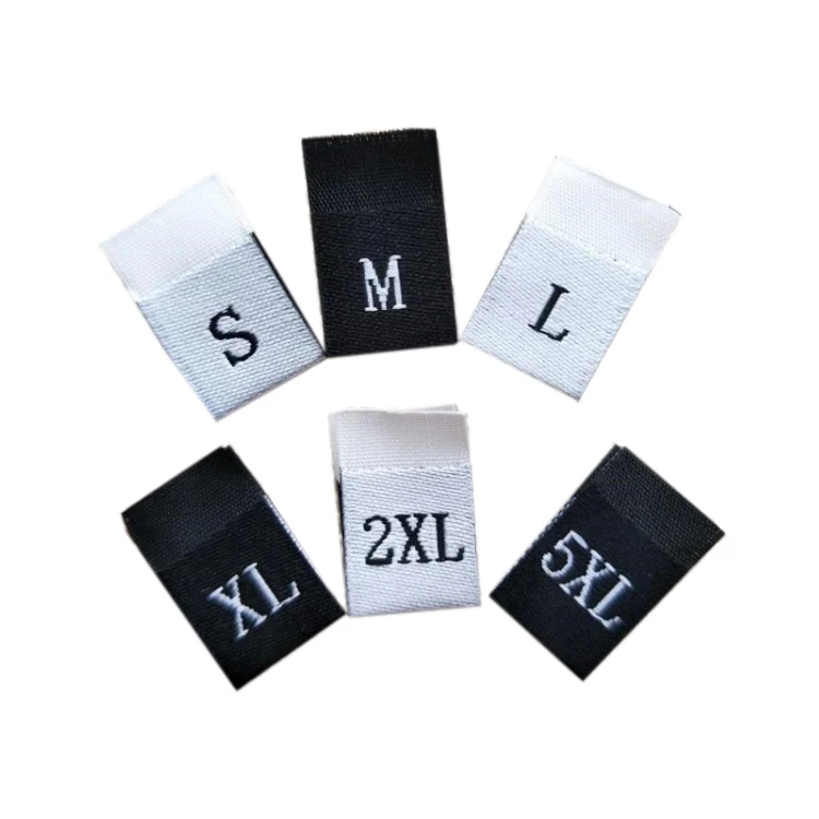 Garment Labels Manufacturer Customized Wholesale Center Fold Clothes Standard Woven Size Label for Clothing