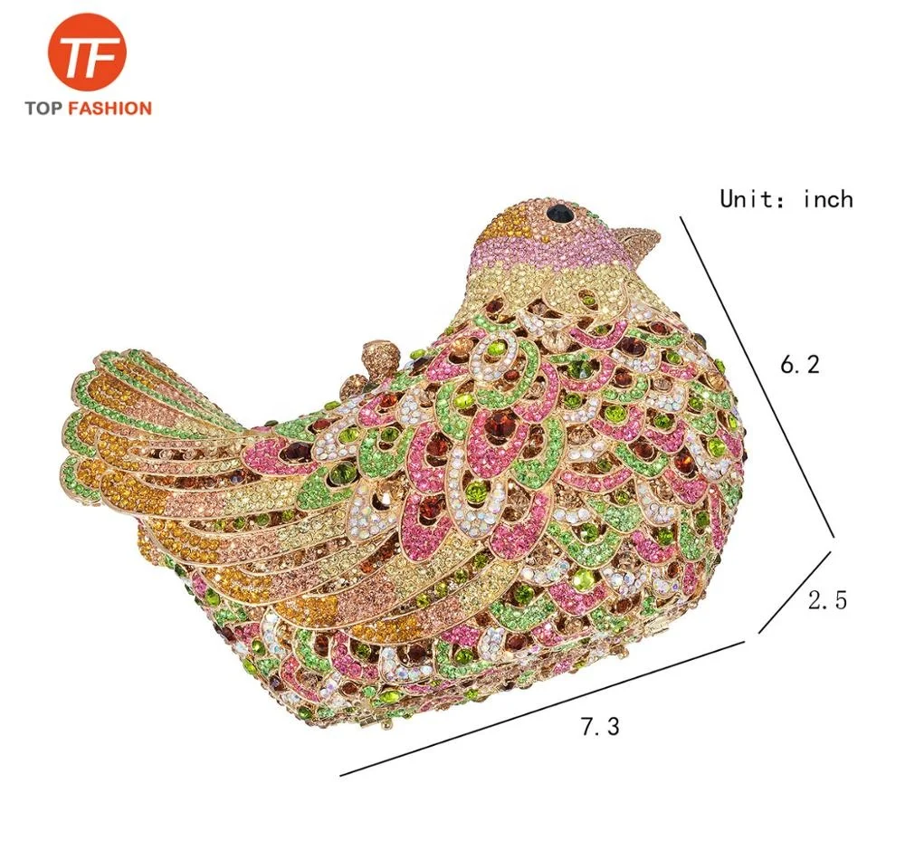 China Factory Wholesales Crystal Rhinestone Clutch Evening Bag for Formal Party Classic Bird Clutch Purse