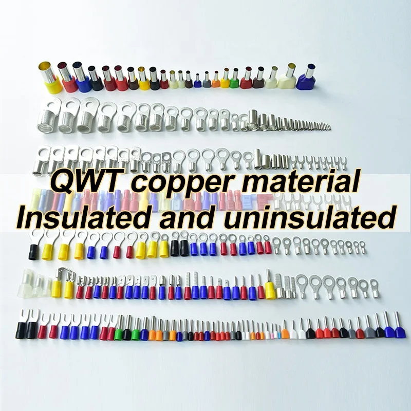 QWT 8 Awg Copper Eye Type Cable Lug Circular Pre-insulated Electrical Wire Crimp Connectors Nylon Ring Terminals