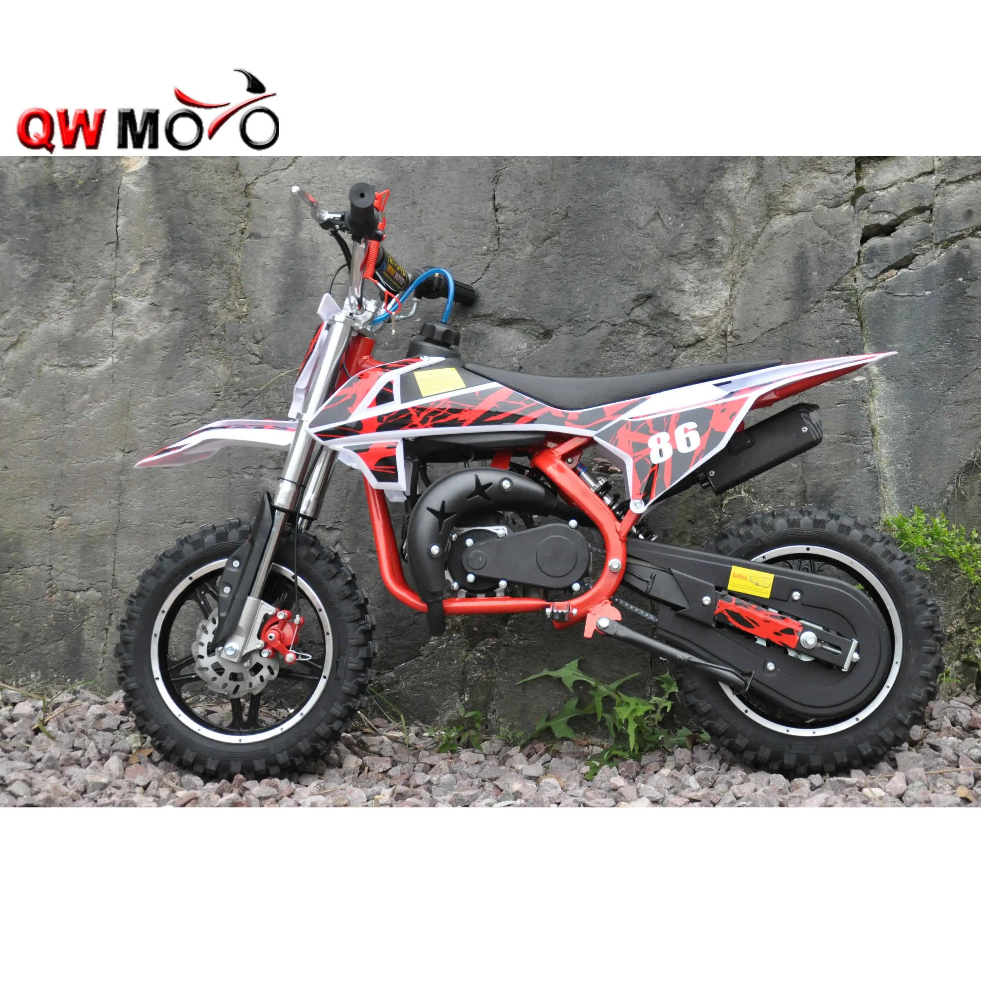 QWMOTO 2019 new 2-Strokes Mini Dirt Bike 50cc Pull/Electric Start 49cc  Mini Cross Bike Kids Mini Moto