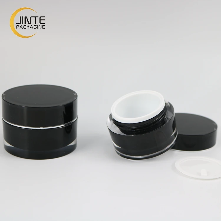Free Sample Luxury Cosmetic Packaging Acrylic Black Plastic Nail Gel Jar 15g