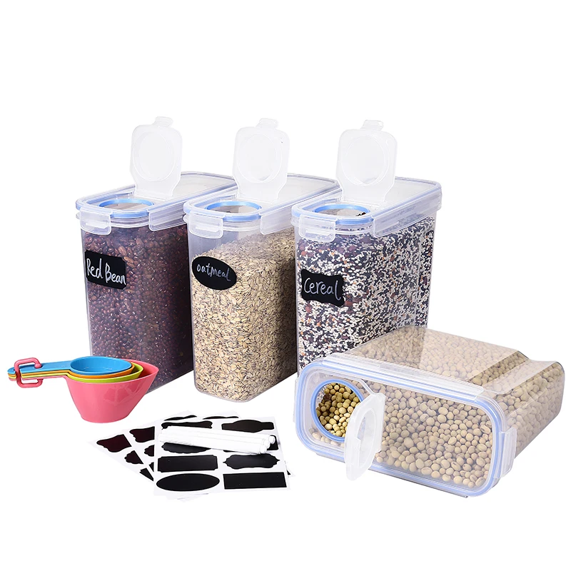 4L(135OZ) 4pack Plastic Large  Airtight Cereal Food Storage Container Set Sealed Food Container For Kitchen Storage