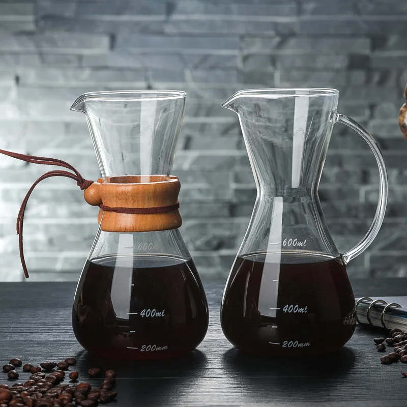 
4 Cup Cold Brew Coffee Maker with Handle Glass Carafe Coffee Pot with Permanent Cone Coffee Dripper Filter 