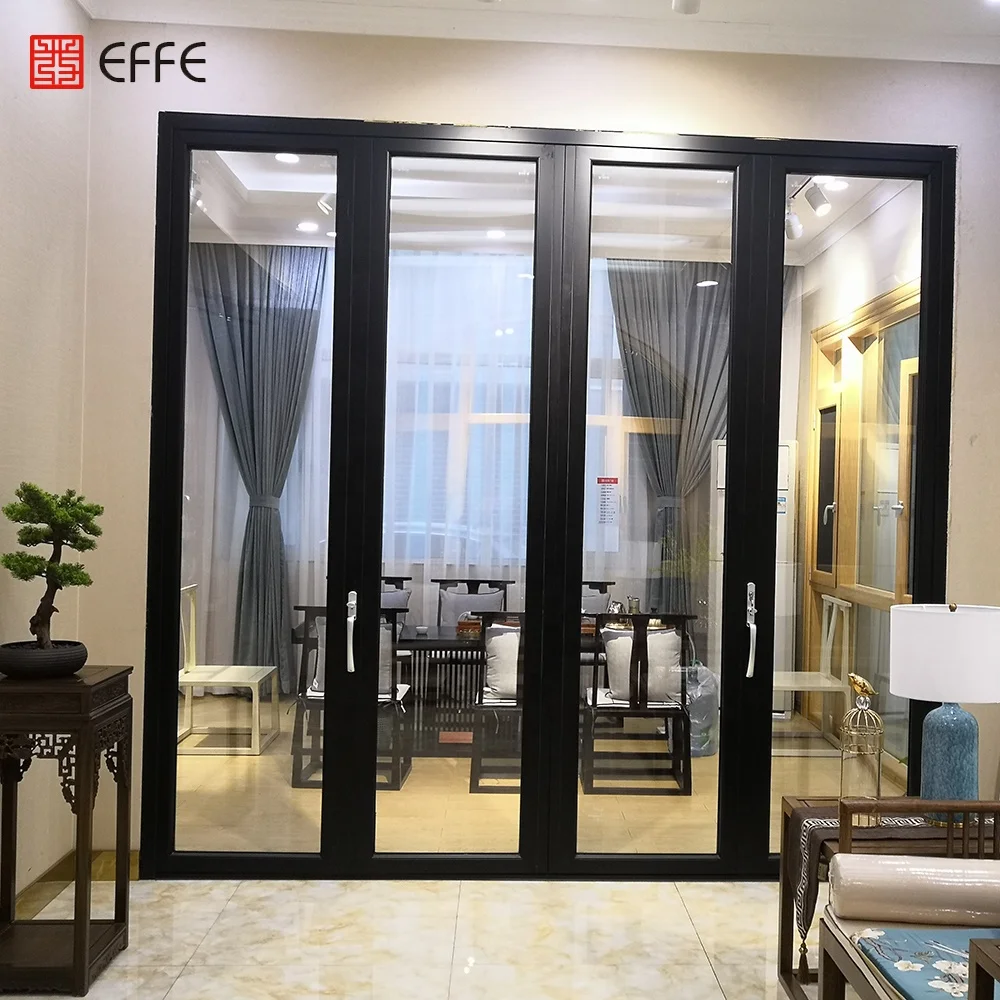 
balcony 4 sash accordion air tight aluminum glass folding door 